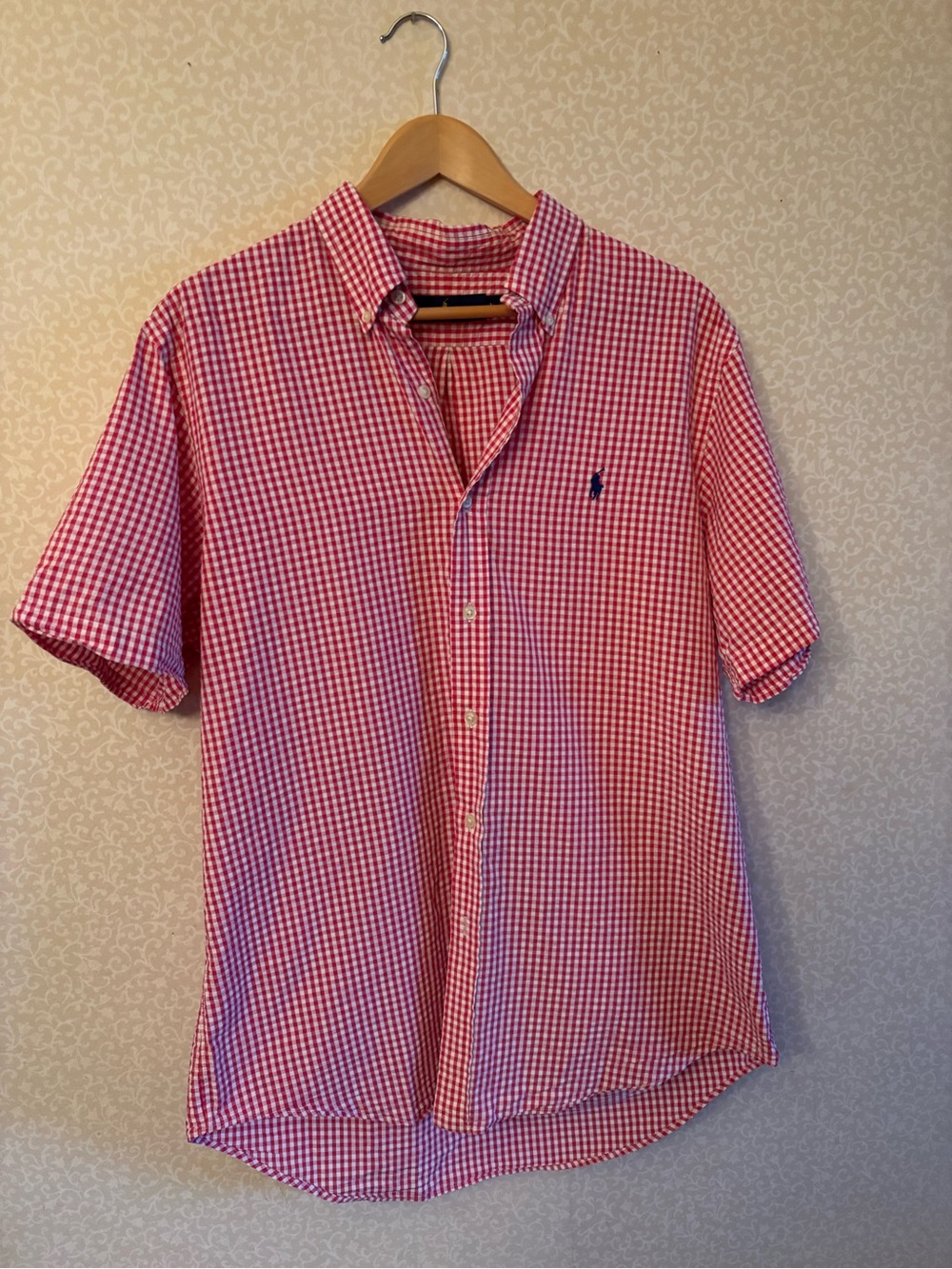 Ralph Lauren Polo Short-Sleeve Gingham Button-Down Shirt in Red
